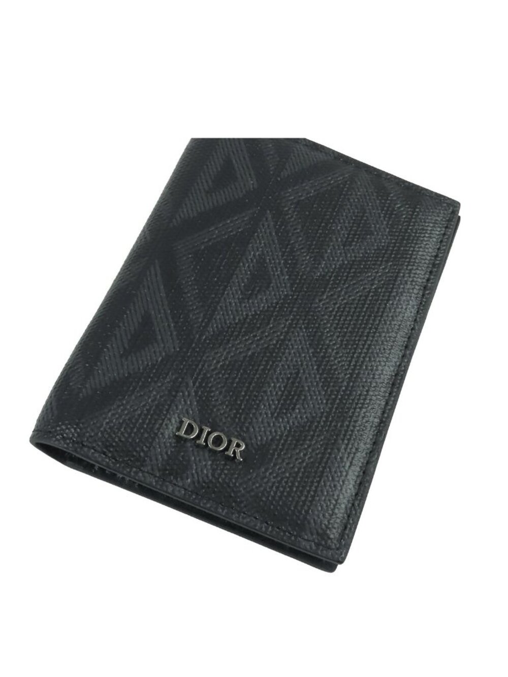 Dior Card Case Black Diamond Canvas Bifold Business